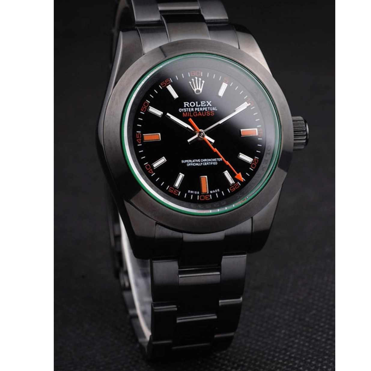 Rolex aaa copy Black Green Pro-Hunter Milgauss Rolex Saphire Dial Tinted 0219