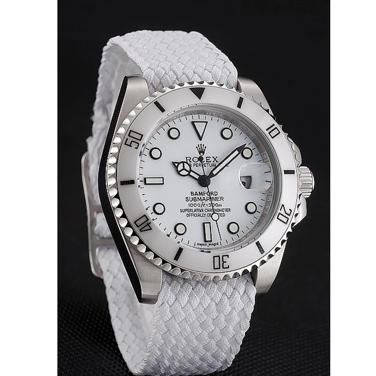 AAA replica watch Bracelet Fabric Bamford Rolex Dial 1453867 White White Submariner 0209