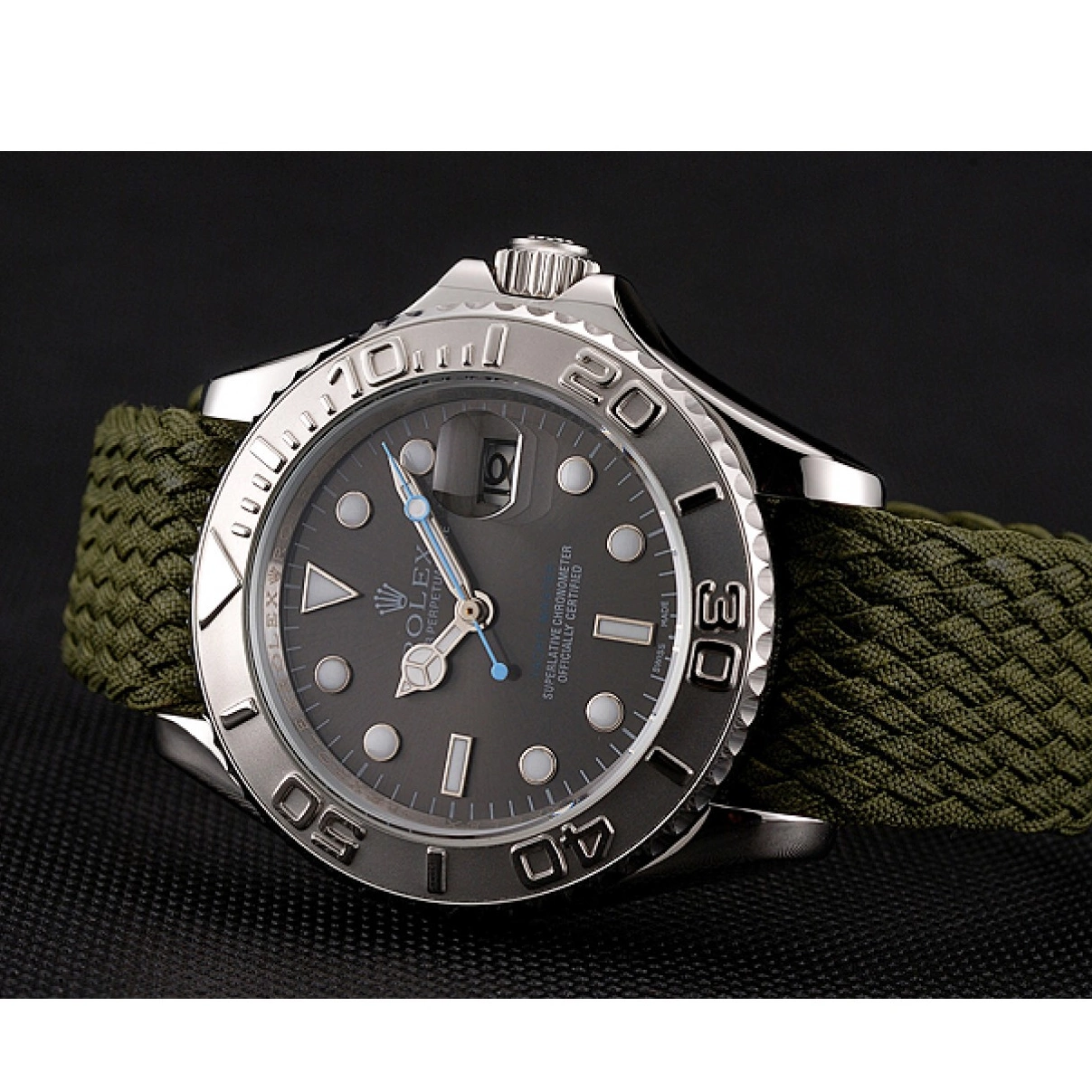 Good copy rolex watches Green Master Fabric Green Dial Bracelet Rolex Yacht 1453869 0220