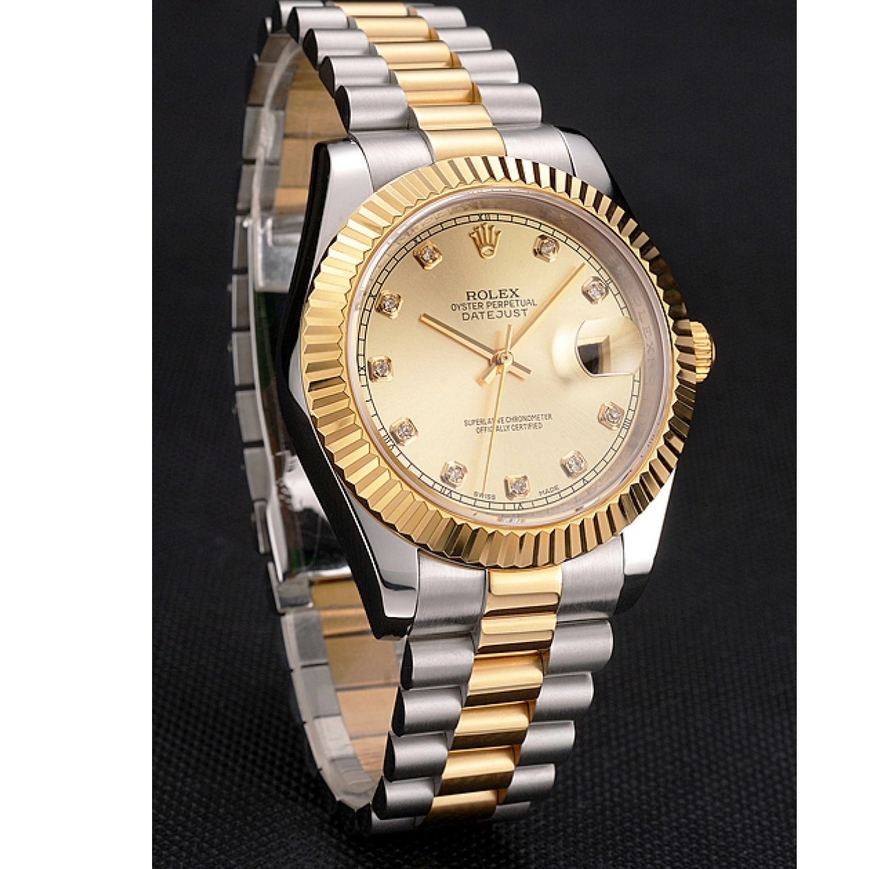 Rolex aaa copy Case Two Dial Datejust Tone And Gold Bezel Rolex Bracelet Stainless Swiss Steel 0212