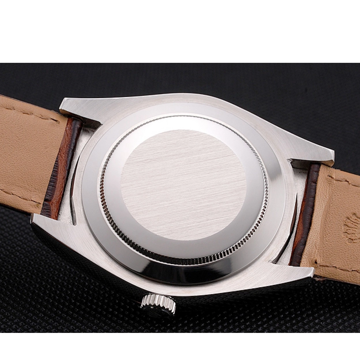 Rolex aaa copy Brown Stainless Rolex Leather Dweller White Dial Steel Sky Case Strap 0227