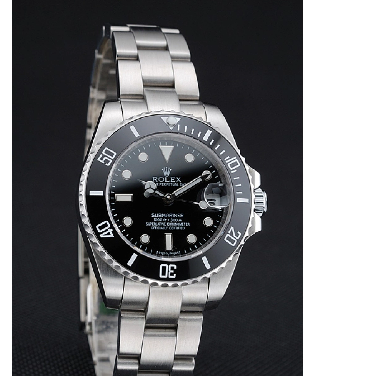 AAA replica watch Rolex Dial Steel Black Date Stainless 1454153 Submariner Bracelet 0217