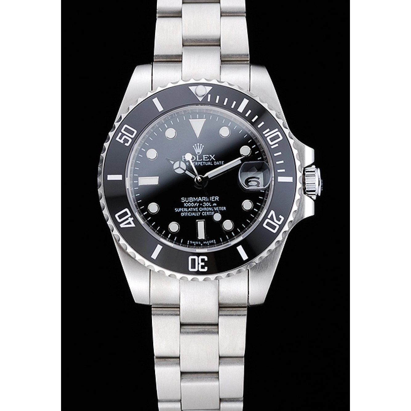 AAA replica watch Rolex Dial Steel Black Date Stainless 1454153 Submariner Bracelet 0217