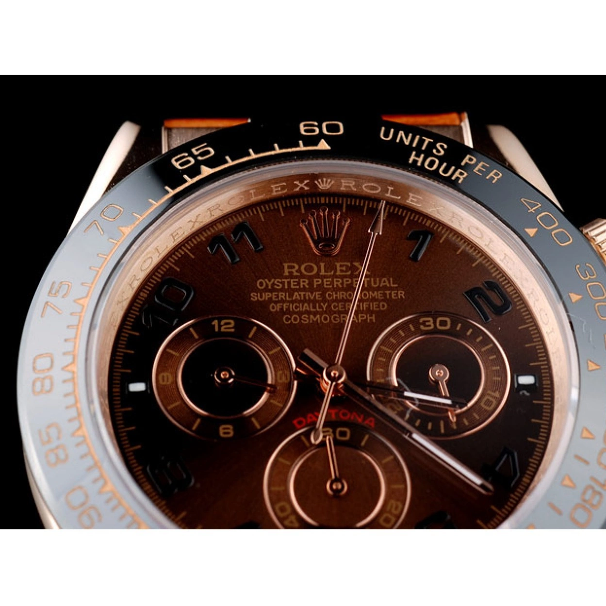 Good copy rolex watches Brown Gold Brown Daytona Dial Strap Rose Leather Rolex Case 0211