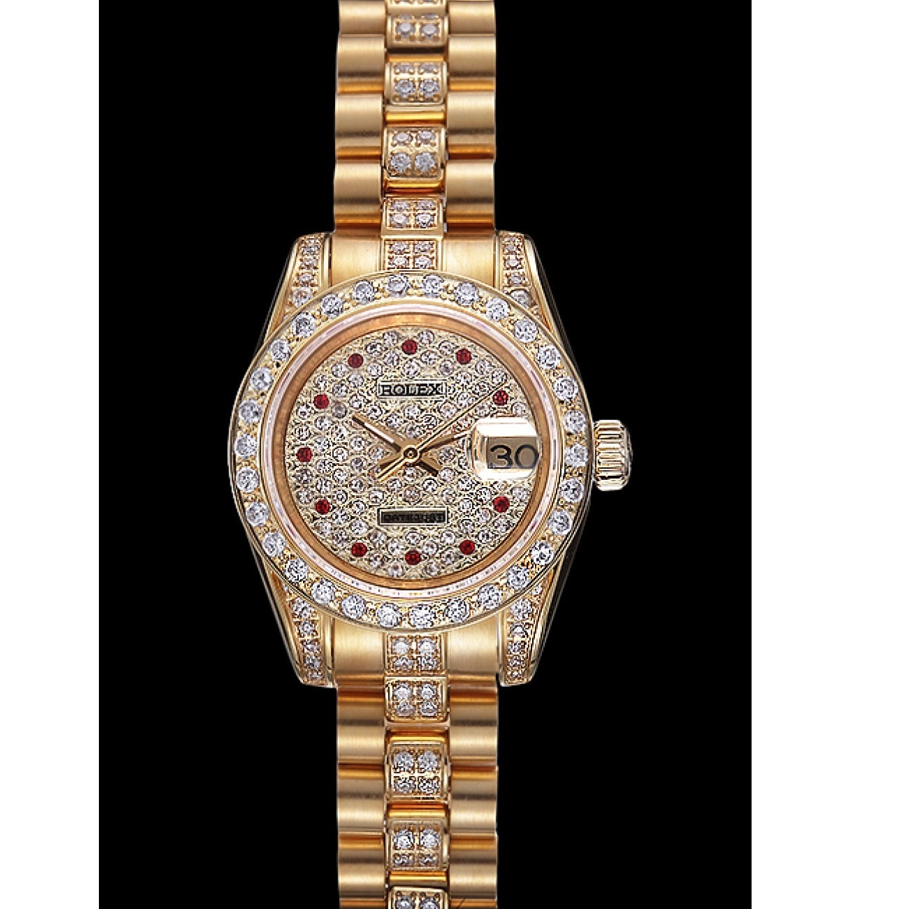 Good copy rolex watches Gold Dial Diamond DateJust Swiss 622023 Rolex 0218