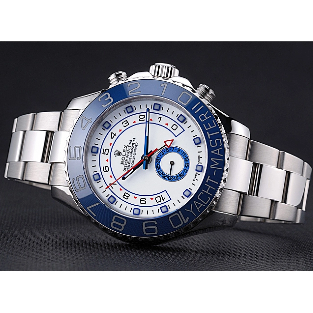 AAA replica watch Yacht Master White 622269 Steel Stainless Bracelet Bezel Rolex Dial II Blue 0221