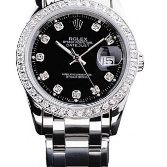 Good copy rolex watches Dial Black Diamond DateJust Stainless Steel Bracelet Rolex Bezel 0217