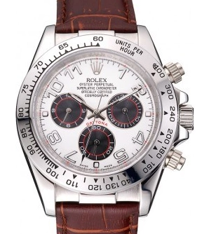 Rolex copies cheap Leather White Case Strap Rolex Steel Daytona Stainless Brown Dial 0222