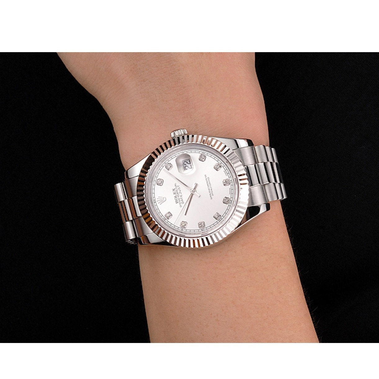 Rolex copies cheap And Dial Silver Steel Datejust Rolex Bracelet Stainless Swiss Case 0213