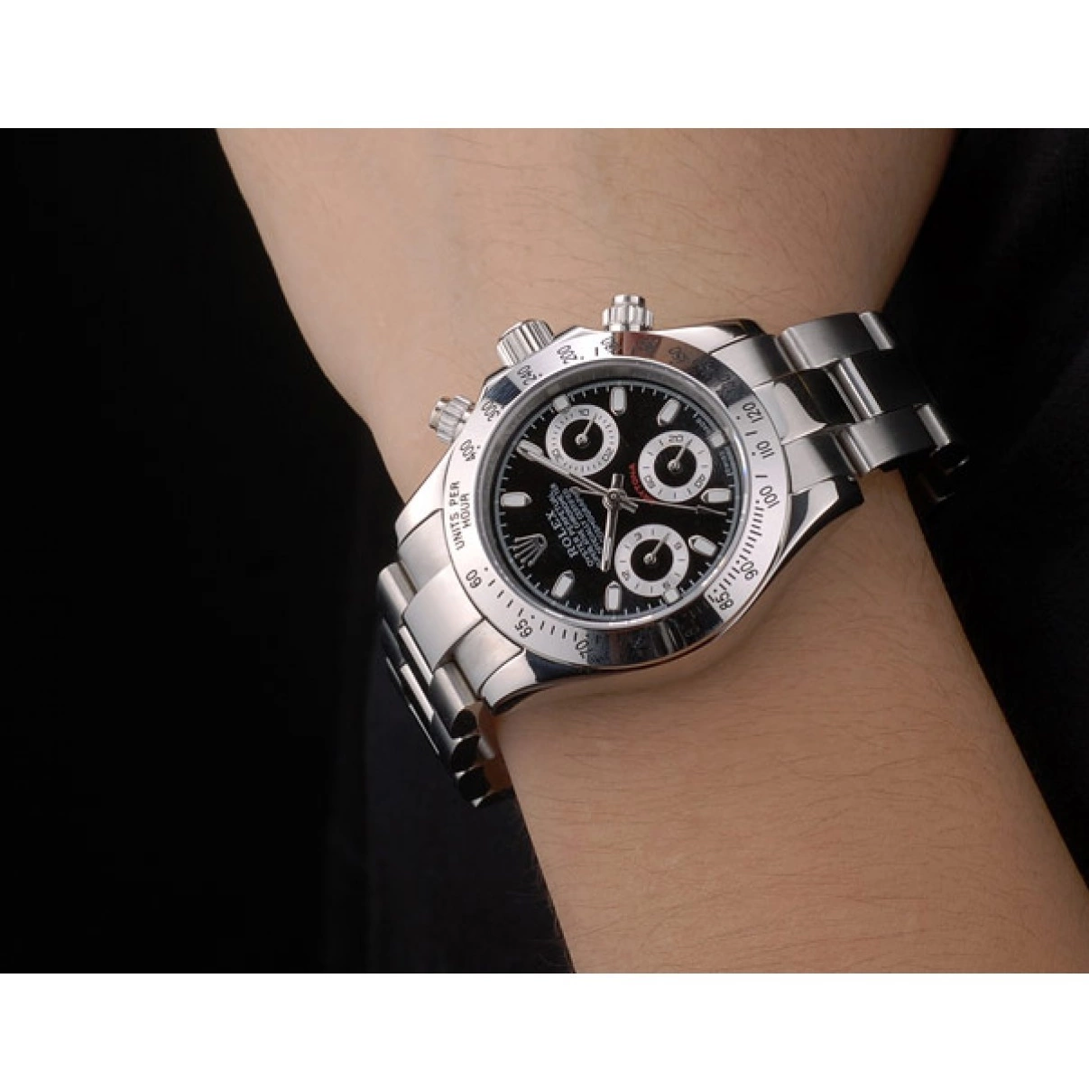 AAA replica watch Dial Lady Rolex Stainless Daytona Case Tachymeter Steel Black 0215