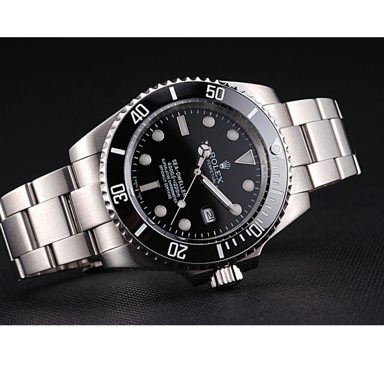 AAA replica watch Rolex Steel 622837 Stainless Dial And Bracelet Case Black Dwellerr Sky 0209