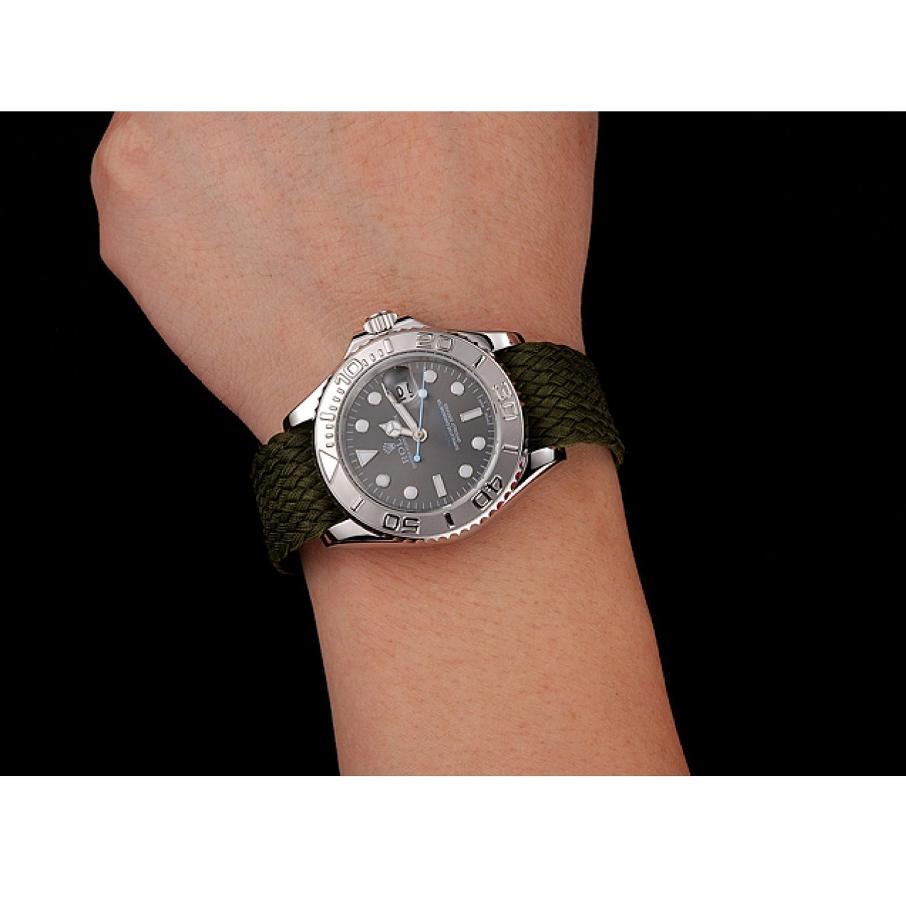 Good copy rolex watches Green Master Fabric Green Dial Bracelet Rolex Yacht 1453869 0220