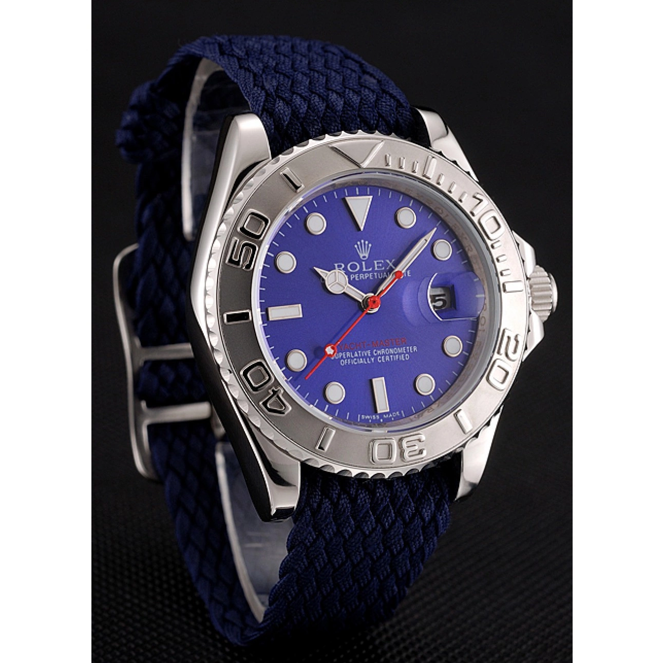 Rolex copies cheap Master Dial Yacht 1453868 Fabric Blue Rolex Bracelet Blue 0218