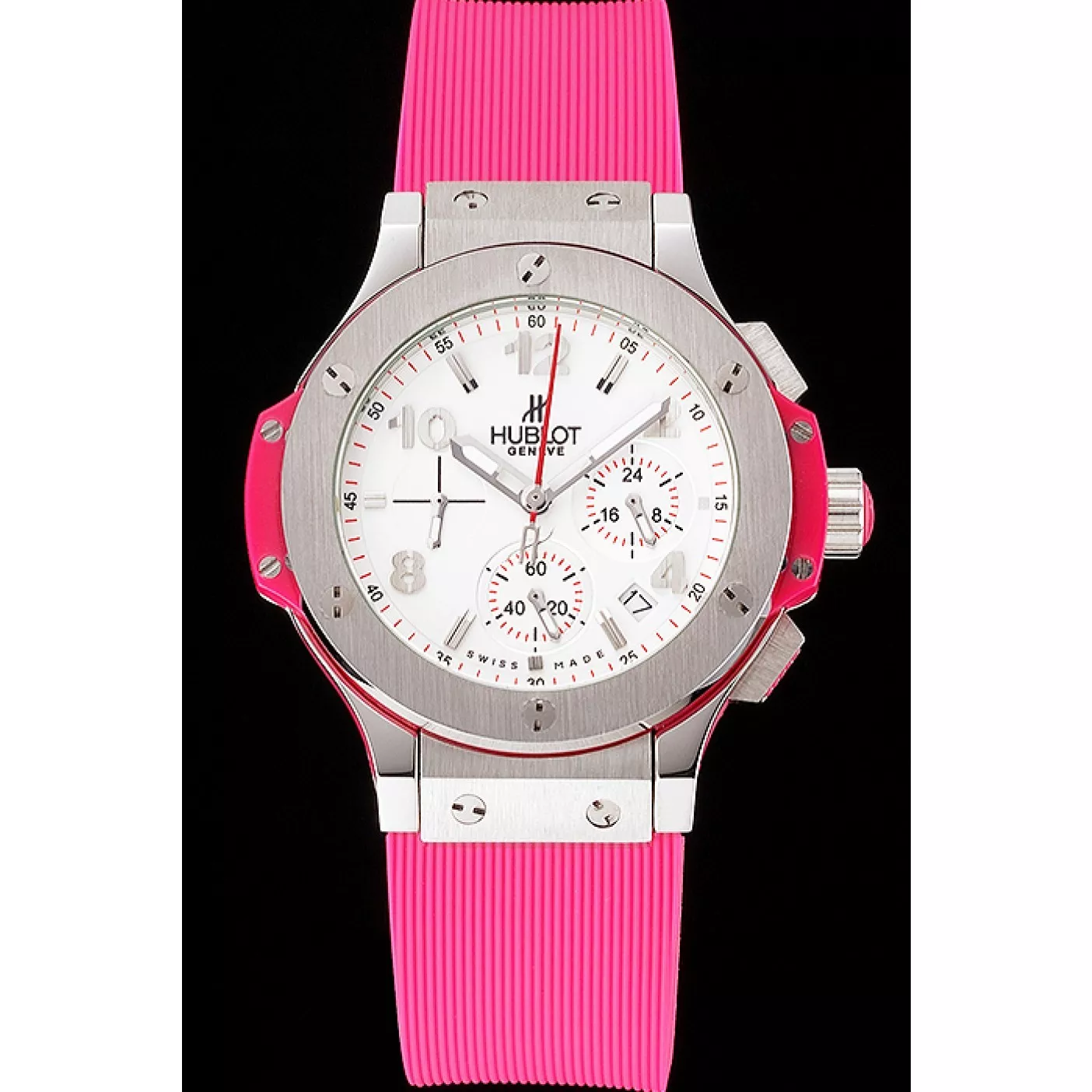 Good copy rolex watches Hublot Big Bang Pink Strap White Dial Watch 0202