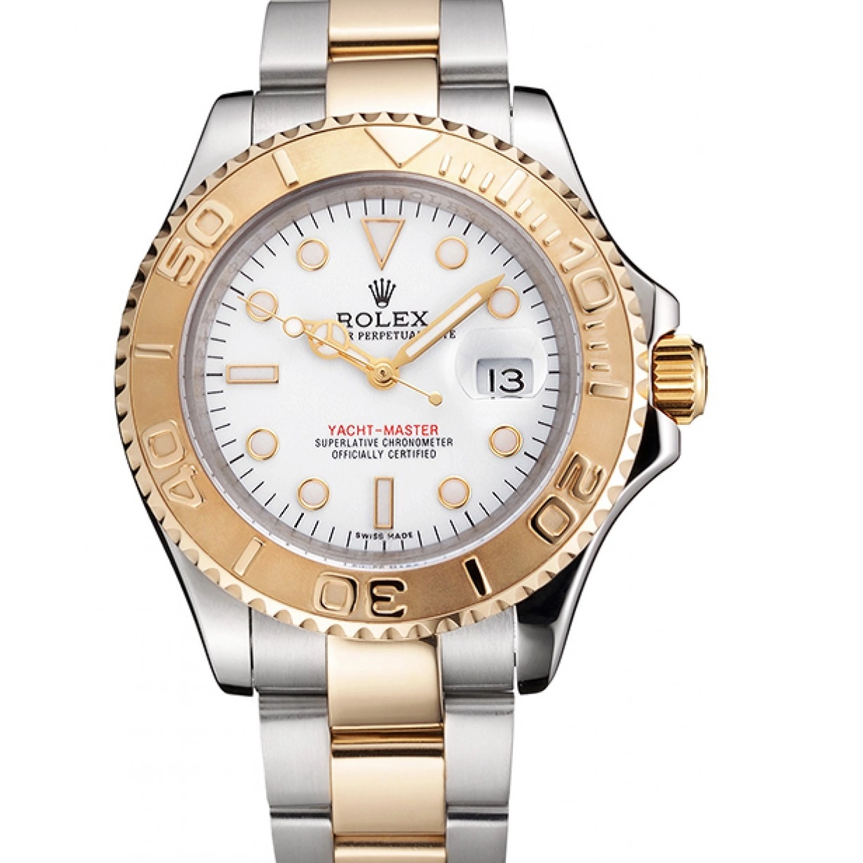 Rolex copies cheap Bracelet Yacht-Master Steel Two Bezel Swiss Tone Gold Stainless White Case Rolex Dial 0225