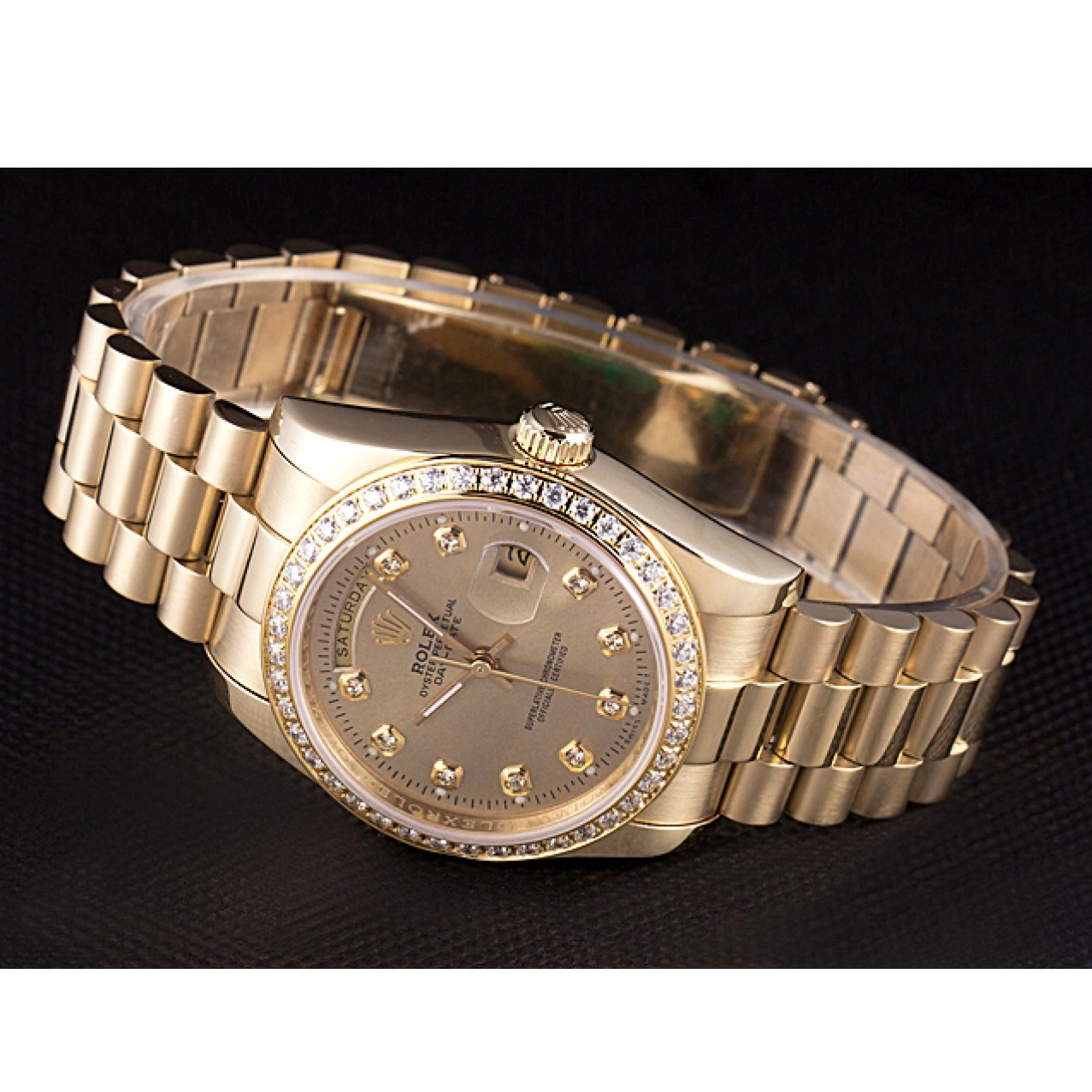 Good copy rolex watches Gold Gold 18k Day-Date Steel Rolex Stainless Yellow Plated Dial 0220