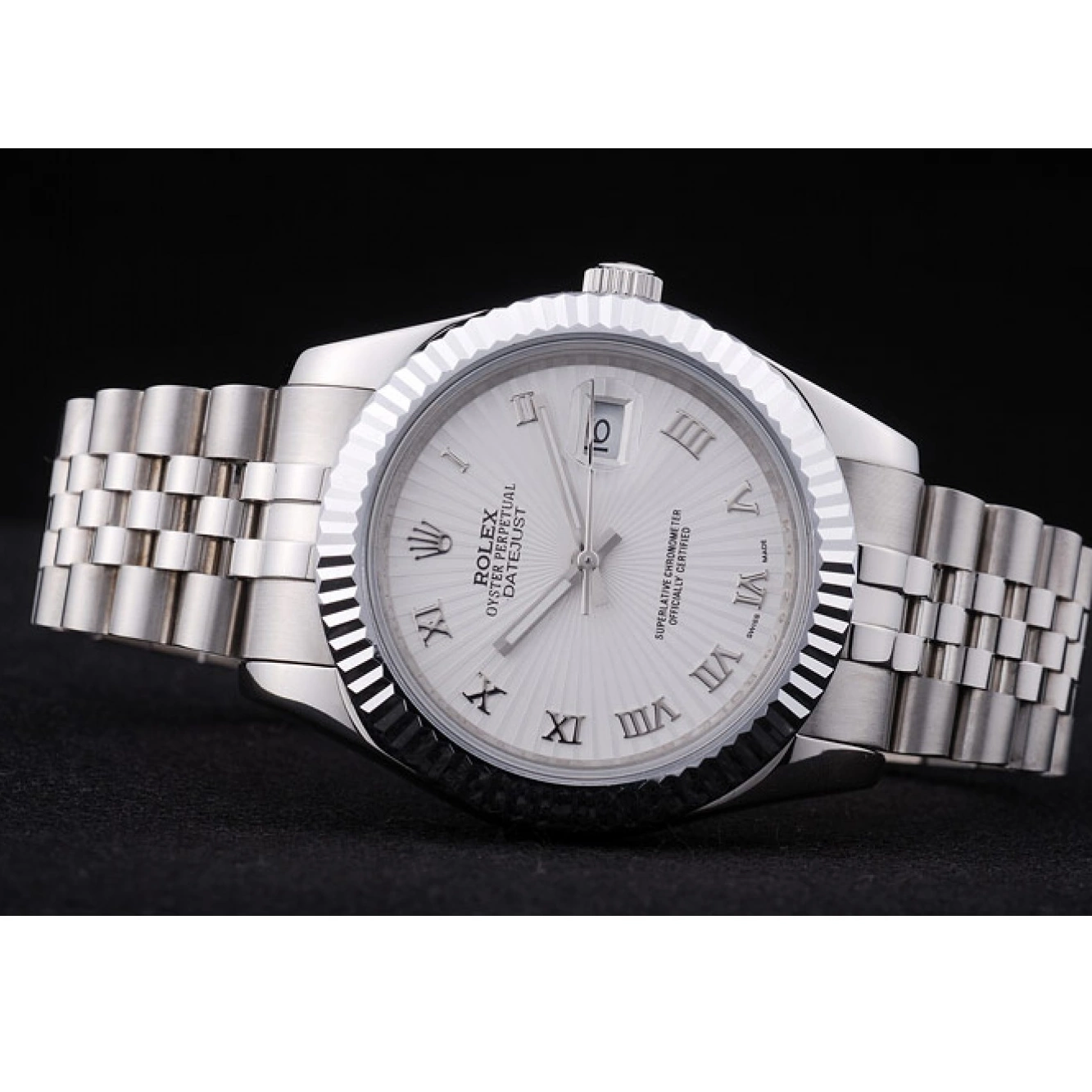 Good copy rolex watches Ribbed Datejust 7478 Radial Rolex White Bezel Dial 0208