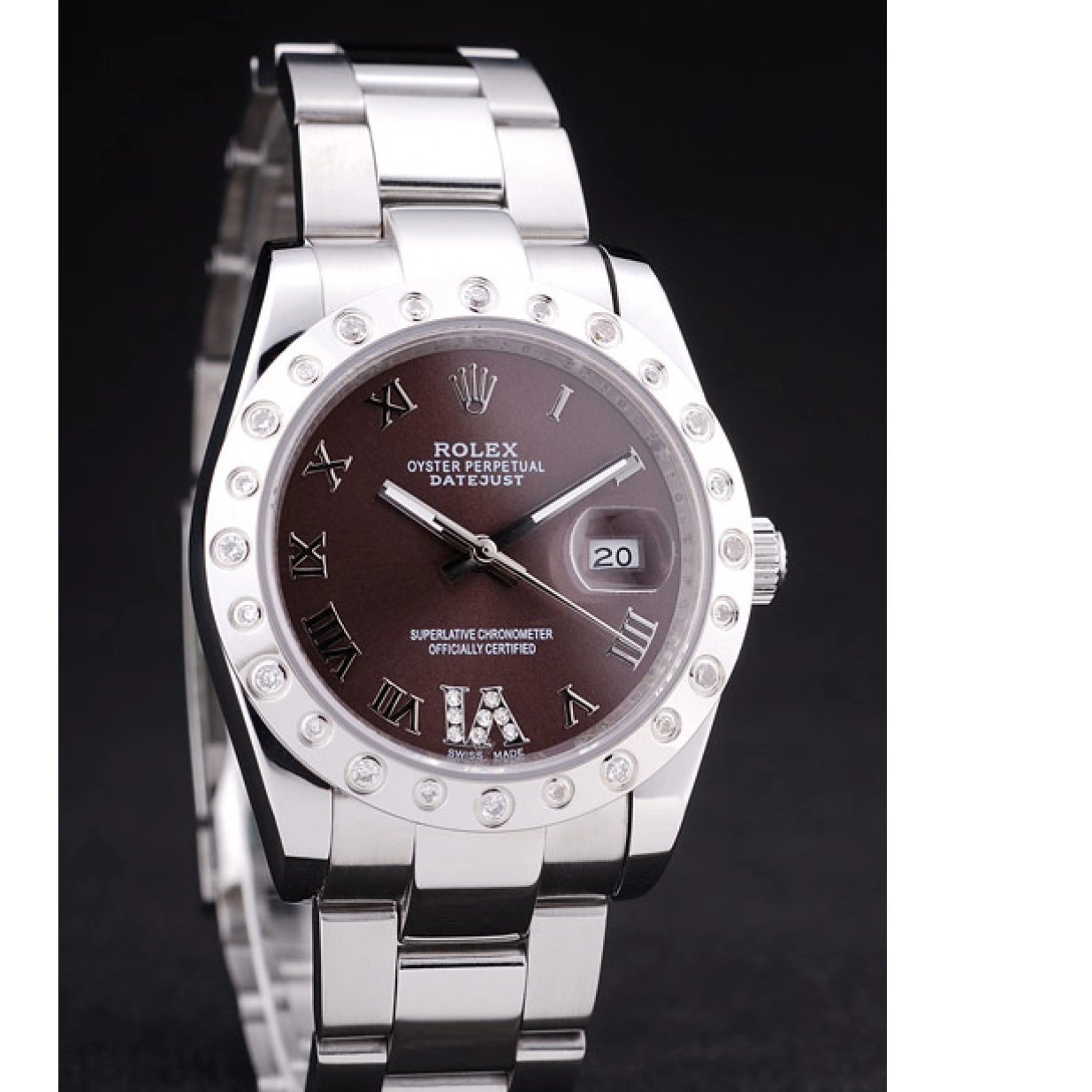 AAA replica watch Brown Bezel Rolex Datejust 7466 Dial Diamond 0218