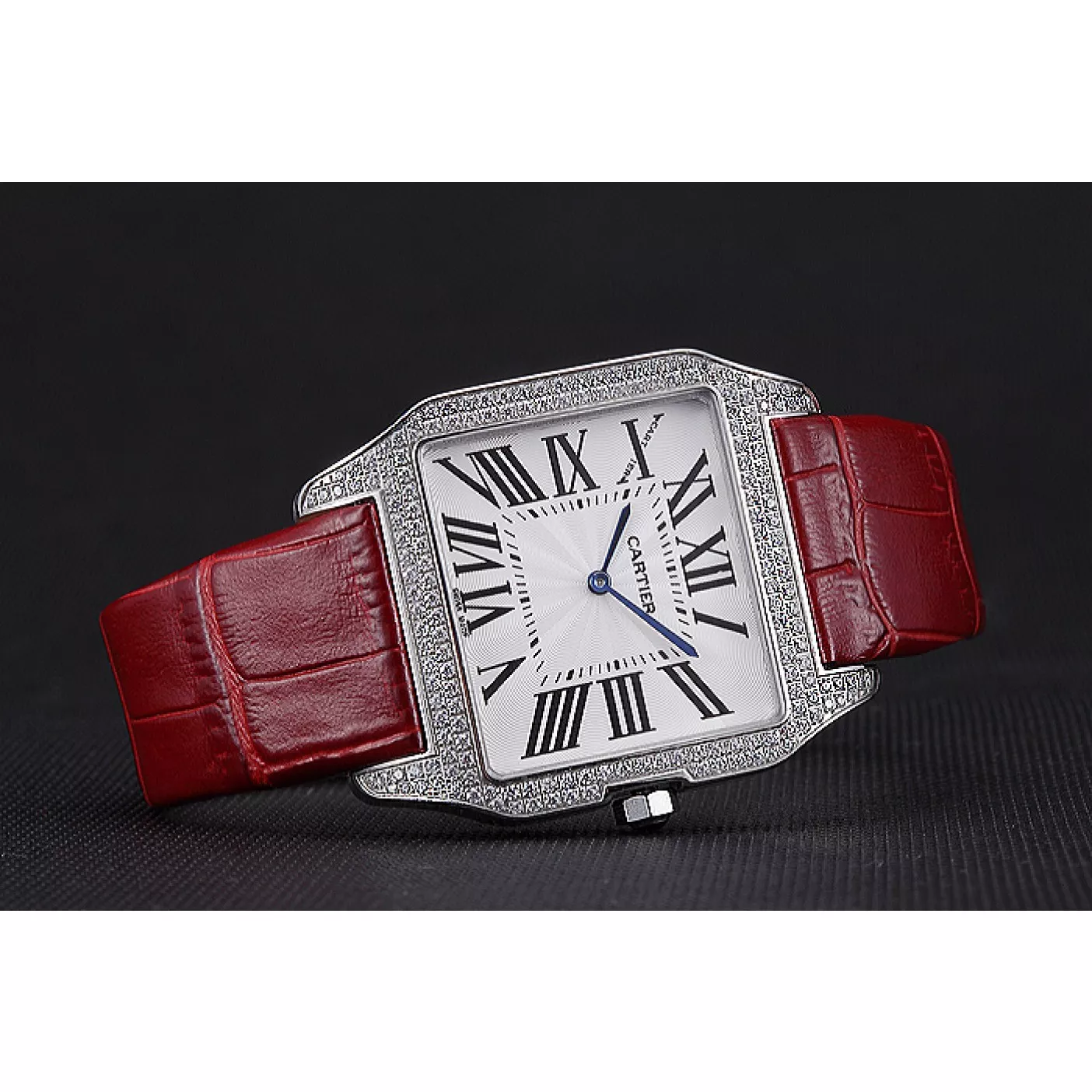 AAA replica watch Cartier Santos 100 Diamond Silver Bezel 621928 0204