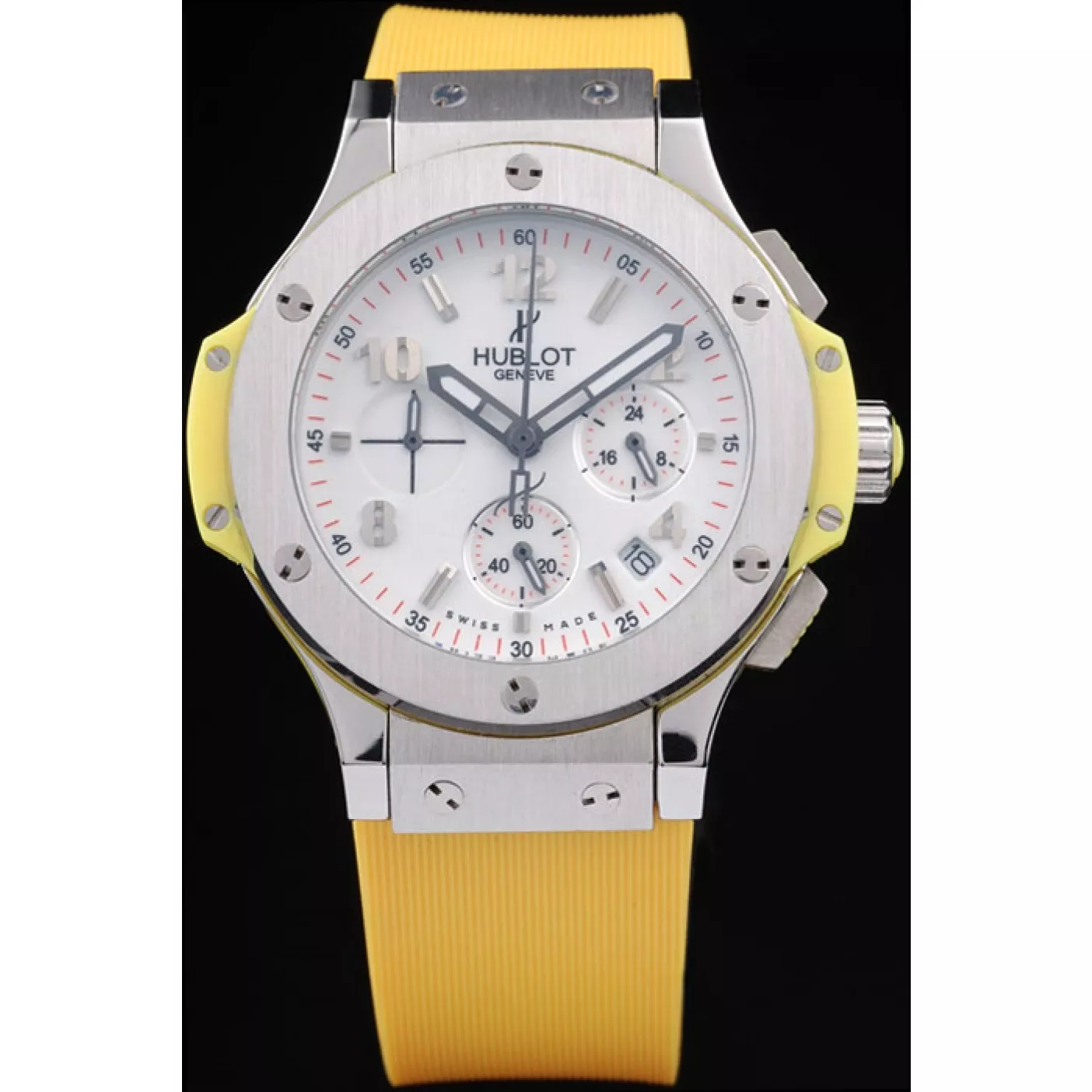 Good copy rolex watches Hublot Big Bang Yellow Strap White Dial Watch 98071 0205