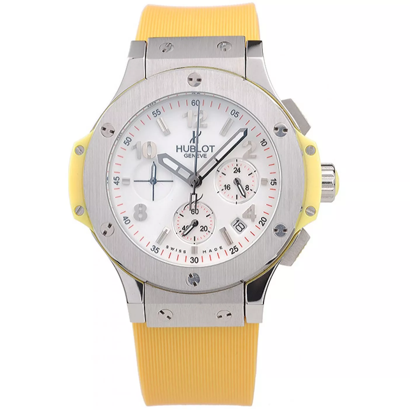 Good copy rolex watches Hublot Big Bang Yellow Strap White Dial Watch 98071 0205