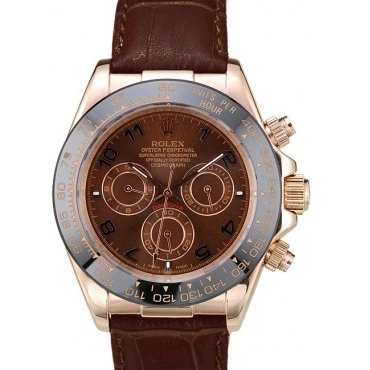 Good copy rolex watches Brown Gold Brown Daytona Dial Strap Rose Leather Rolex Case 0211