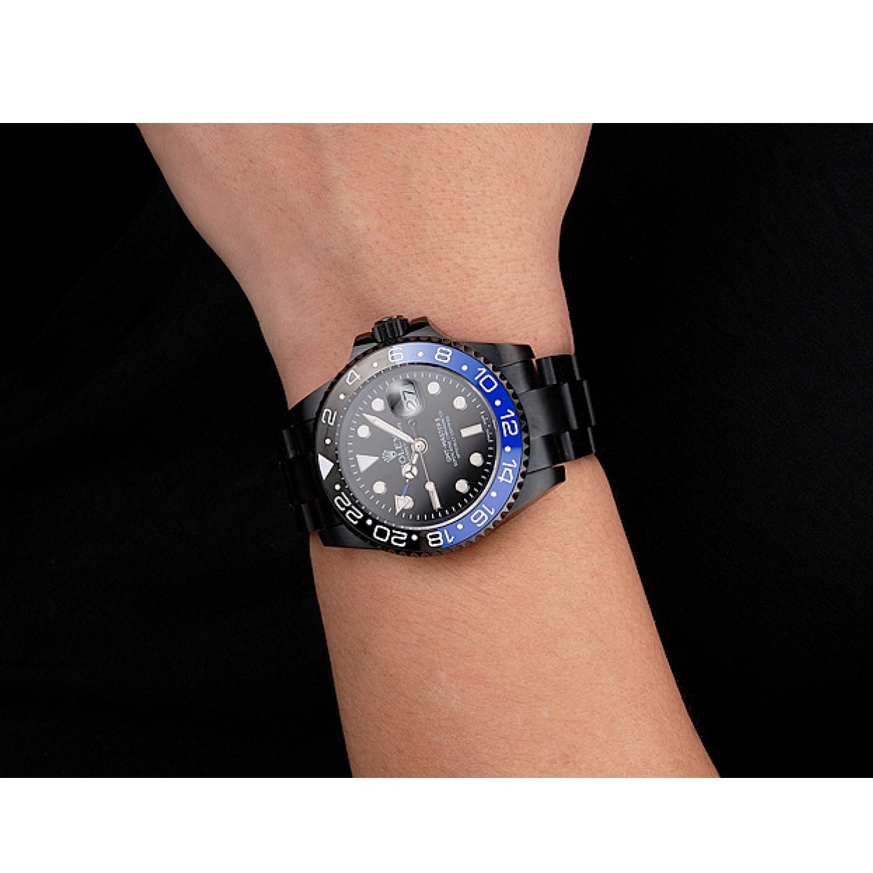 Good copy rolex watches Black GMT Bezel Dial Swiss Rolex And Case PVD Blue II Black Black Bracelet Master And 0212