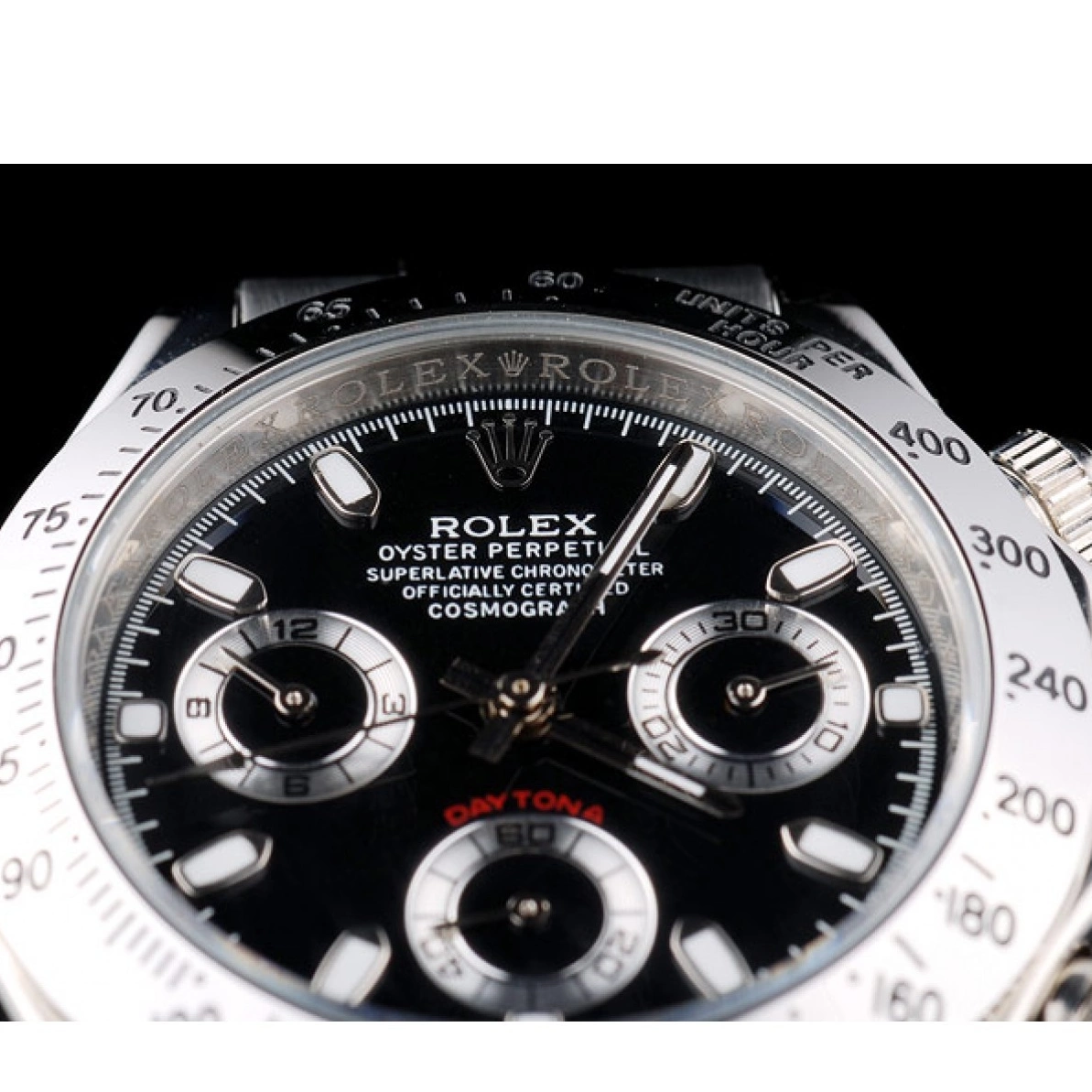 AAA replica watch Dial Lady Rolex Stainless Daytona Case Tachymeter Steel Black 0215