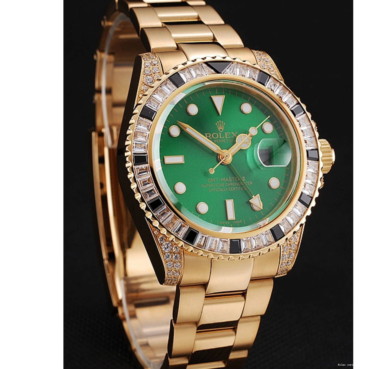 Good copy rolex watches Dial And II Gold Bracelet Bezel Green 1453748 Set Rolex Case Master Stone GMT Swiss 0224