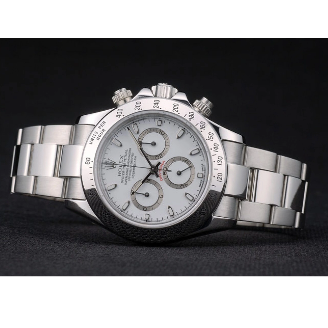 Good copy rolex watches 80297 Rolex Steel Dial Swiss White Stainless Bracelet Daytona 0210