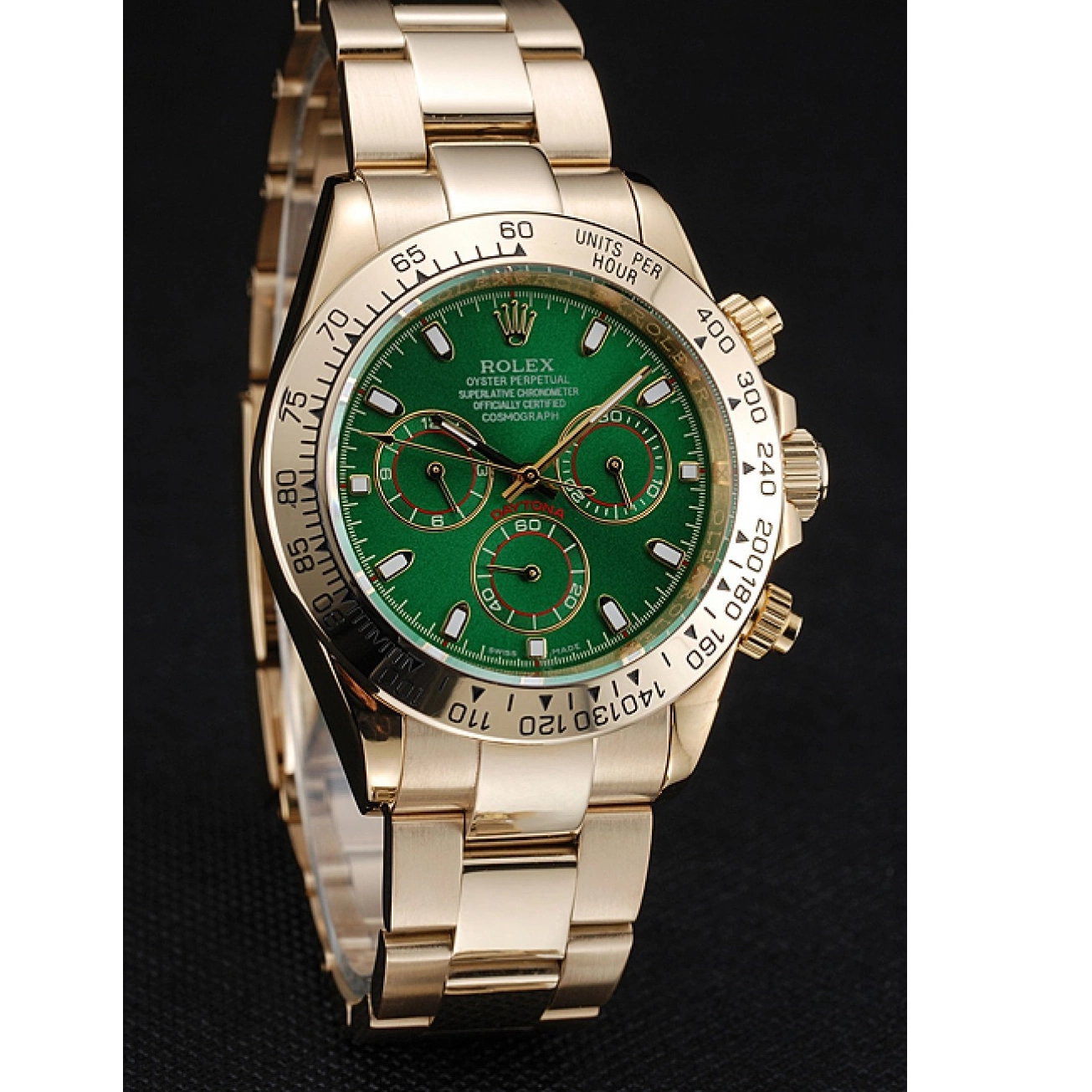 Good copy rolex watches Cosmograph Bracelet And Gold Green Daytona 1454244 Dial Rolex Case 0220