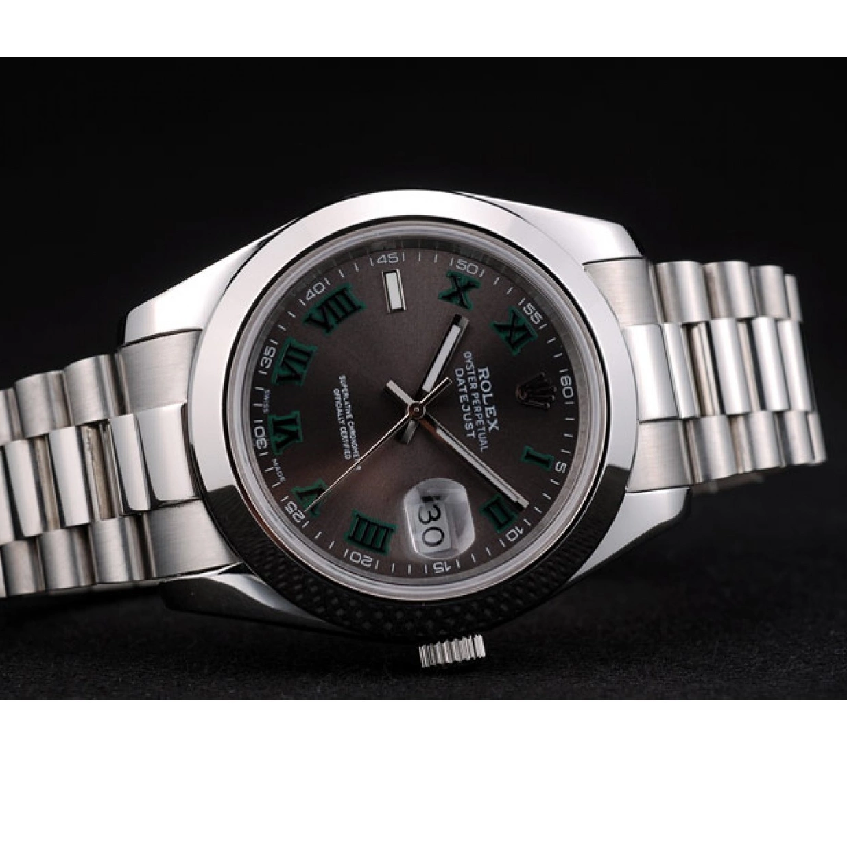 AAA replica watch Dial 41982 Rolex DateJust Stainless Steel Grey Strap 0216