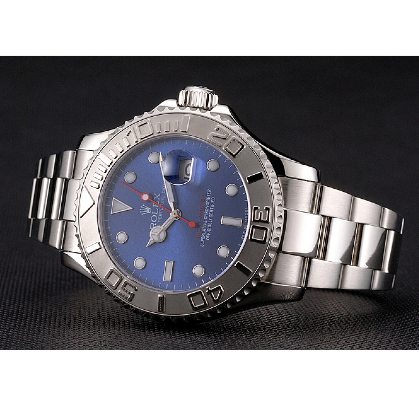 Rolex aaa copy Steel Bracelet Rolex Dial Yacht-Master And Blue Case Stainless 0223