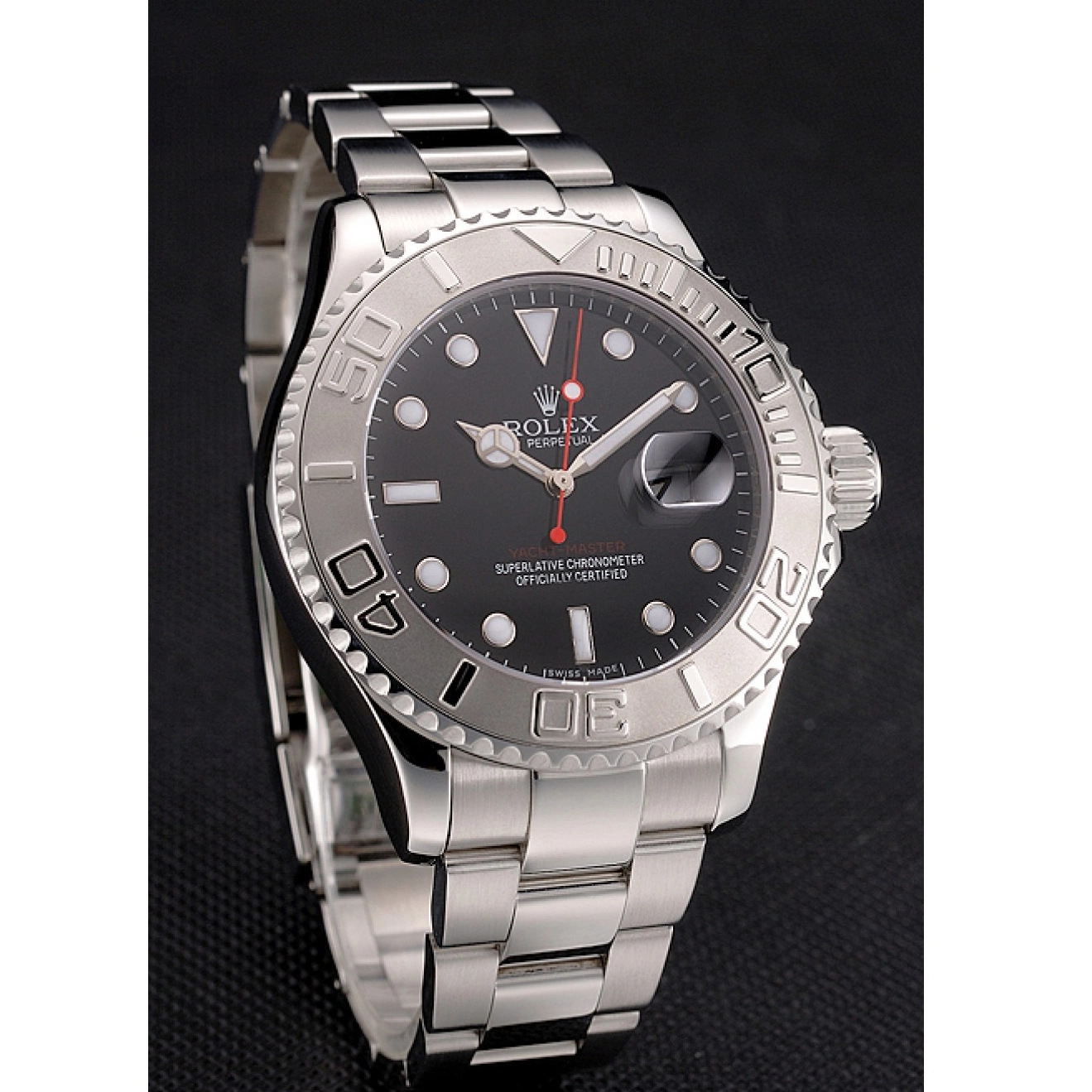 Rolex aaa copy Rolex Dial Case Black Stainless Bracelet And Yacht-Master Steel 0214