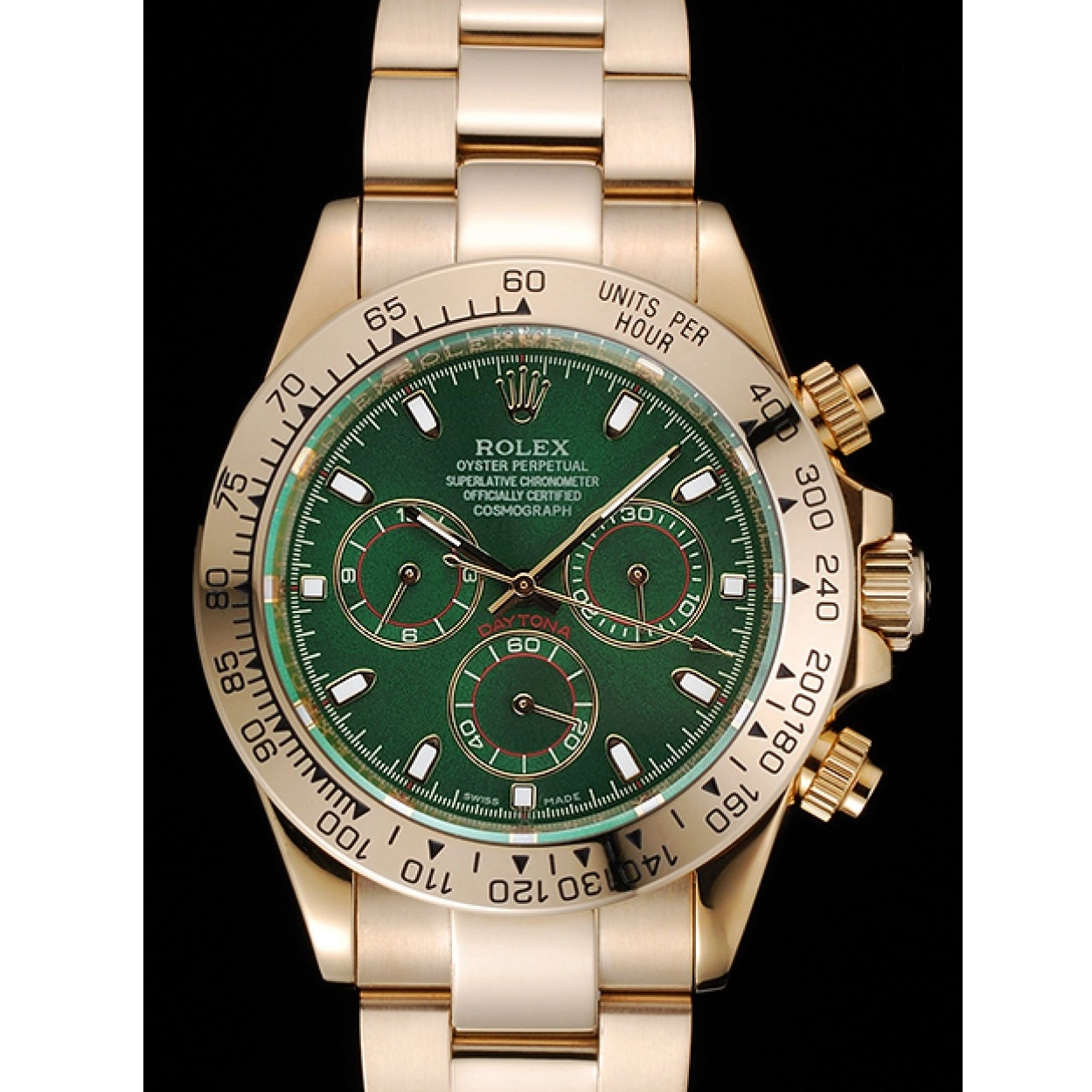 Good copy rolex watches Cosmograph Bracelet And Gold Green Daytona 1454244 Dial Rolex Case 0220