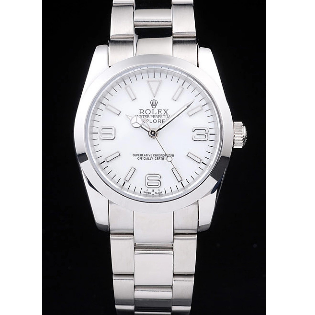 Rolex aaa copy Steel Polished Dial Explorer 98086 White Rolex Stainless 0209