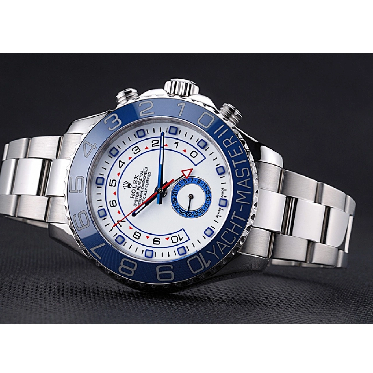 Good copy rolex watches Master Rolex Bezel Steel Stainless Dial Blue White Yacht 622269 II Bracelet 0212