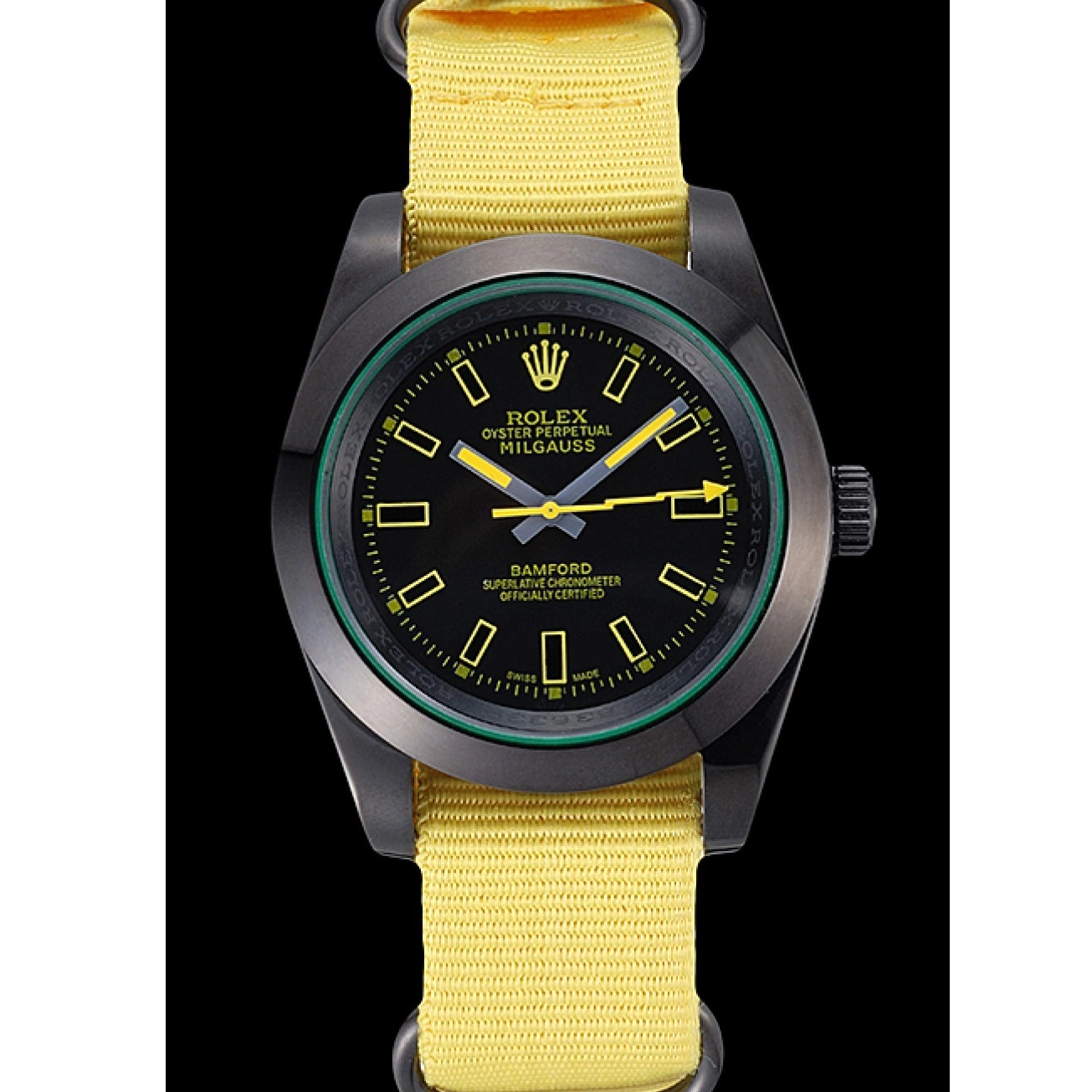 Good copy rolex watches 621999 Bamford Strap Milgauss Nylon Yellow Rolex 0222