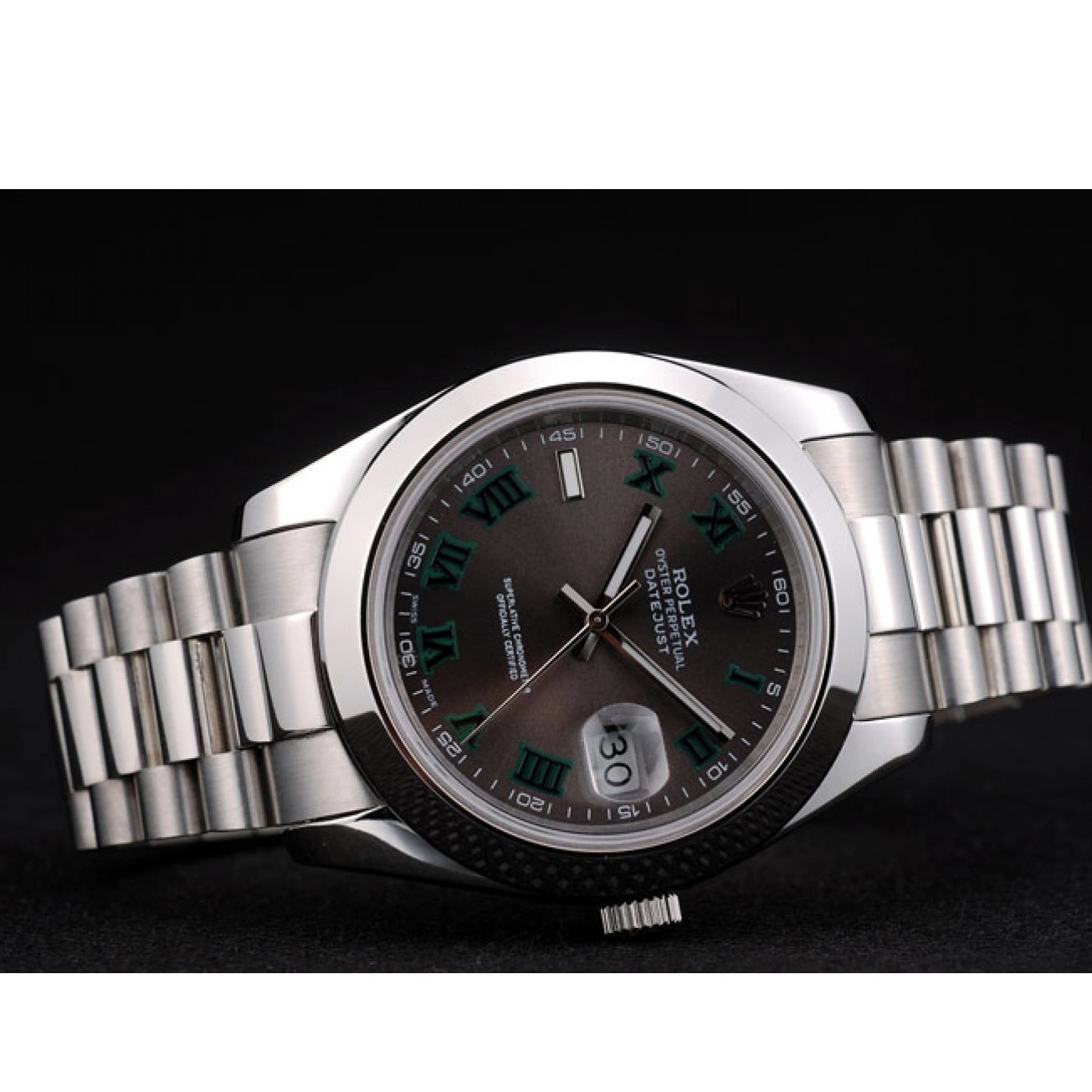 Rolex copies cheap Steel Polished Bezel DateJust 42000 Swiss Grey Rolex Dial Stainless 0209