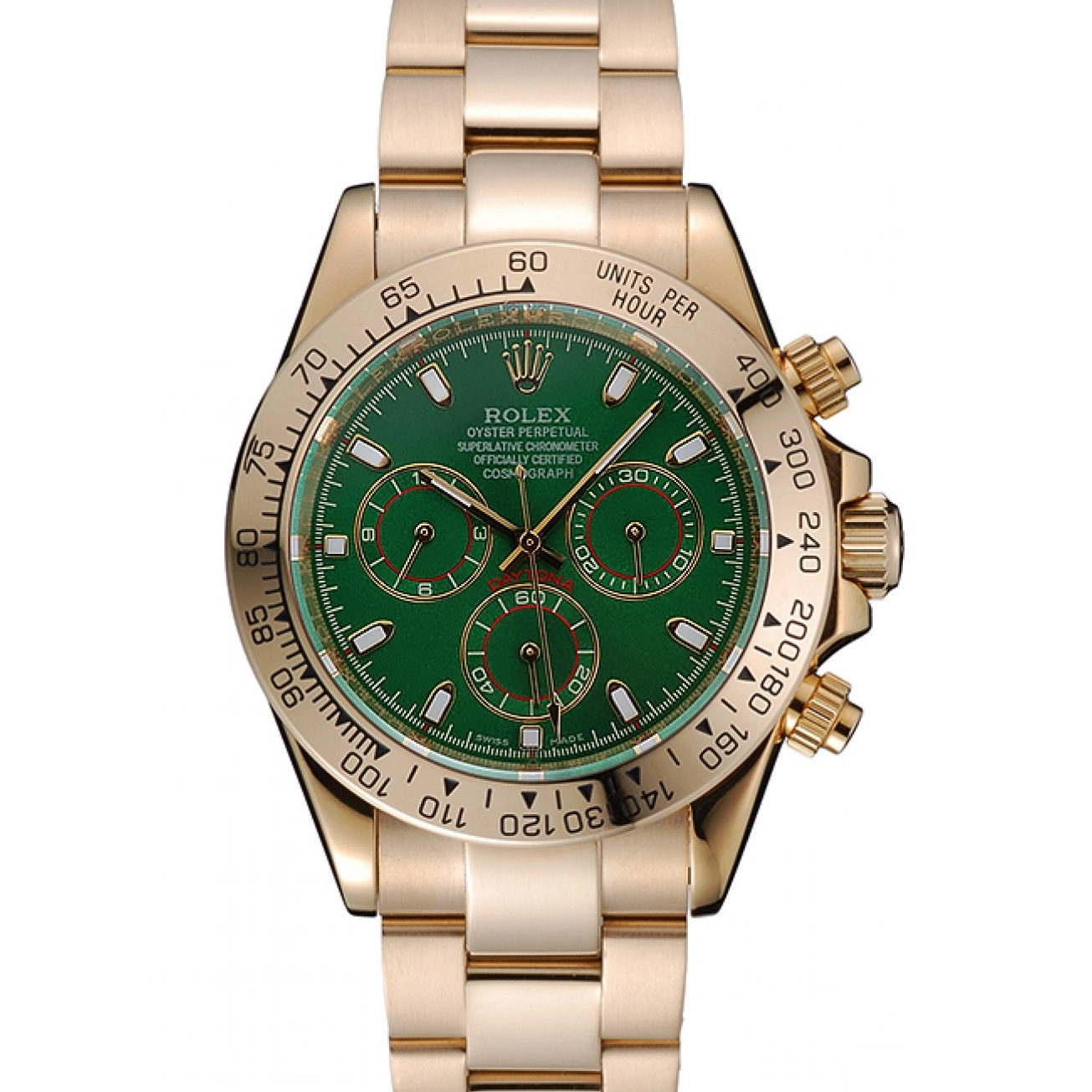 Good copy rolex watches Cosmograph Bracelet And Gold Green Daytona 1454244 Dial Rolex Case 0220