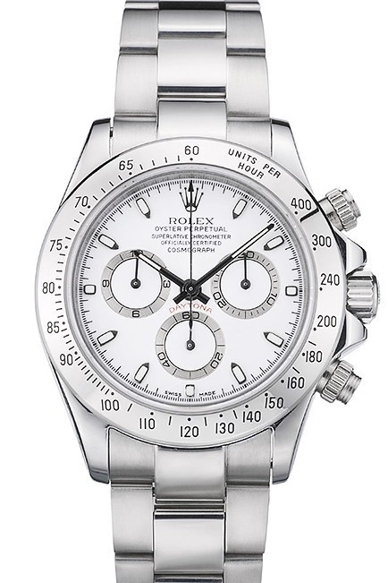 Good copy rolex watches 80297 Rolex Steel Dial Swiss White Stainless Bracelet Daytona 0210