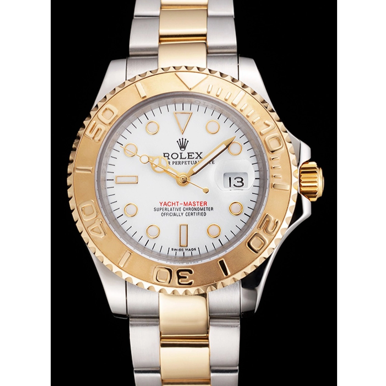 Rolex copies cheap Bracelet Yacht-Master Steel Two Bezel Swiss Tone Gold Stainless White Case Rolex Dial 0225