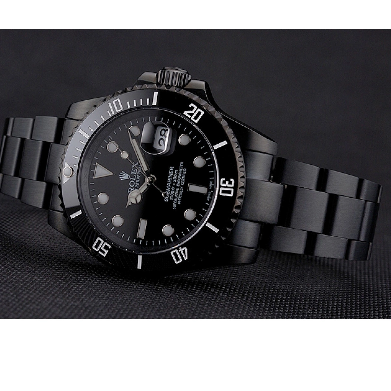 Rolex copies cheap Black Date Submariner Black Bezel Bracelet Case And PVD Swiss Rolex Dial And 0225