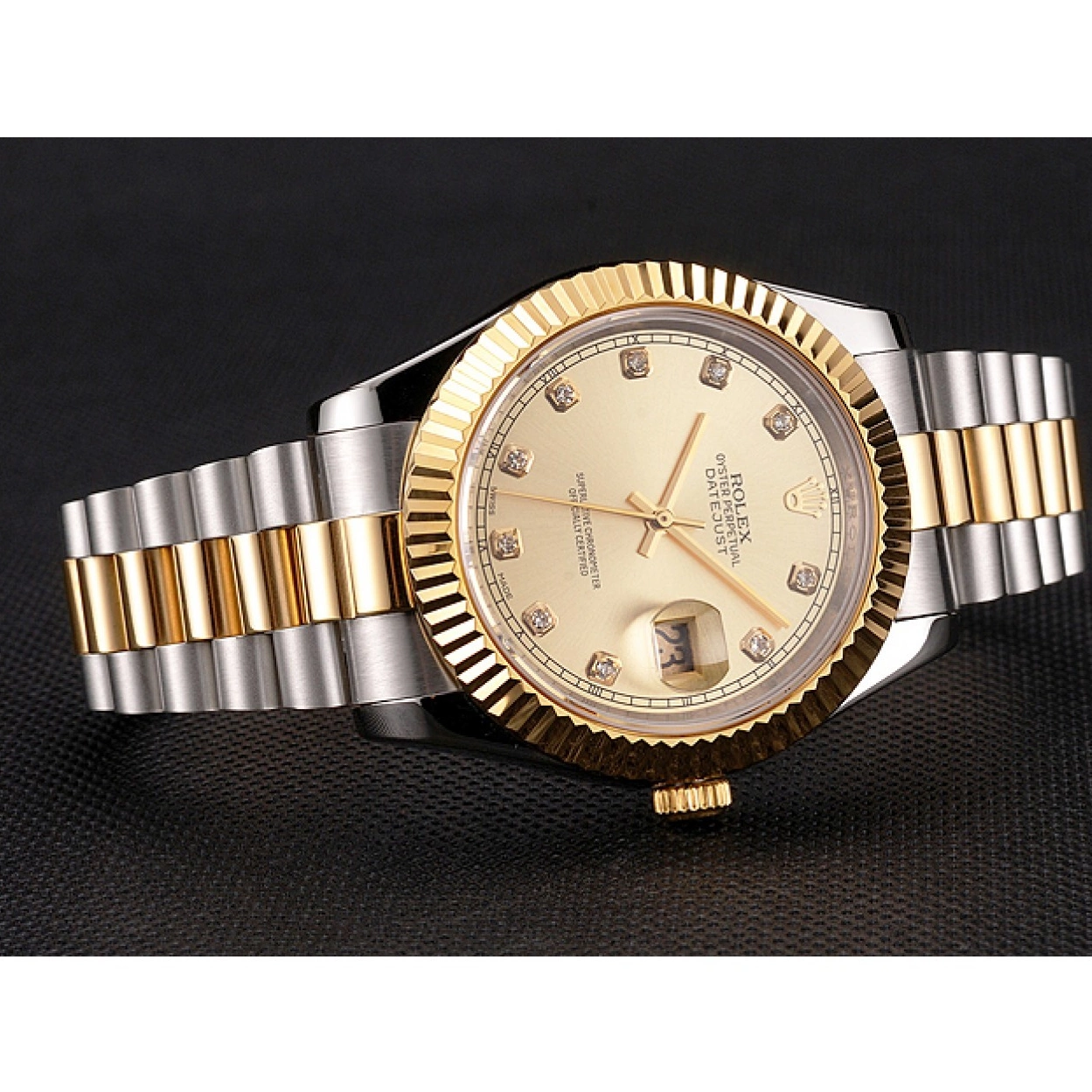 Rolex aaa copy Case Two Dial Datejust Tone And Gold Bezel Rolex Bracelet Stainless Swiss Steel 0212