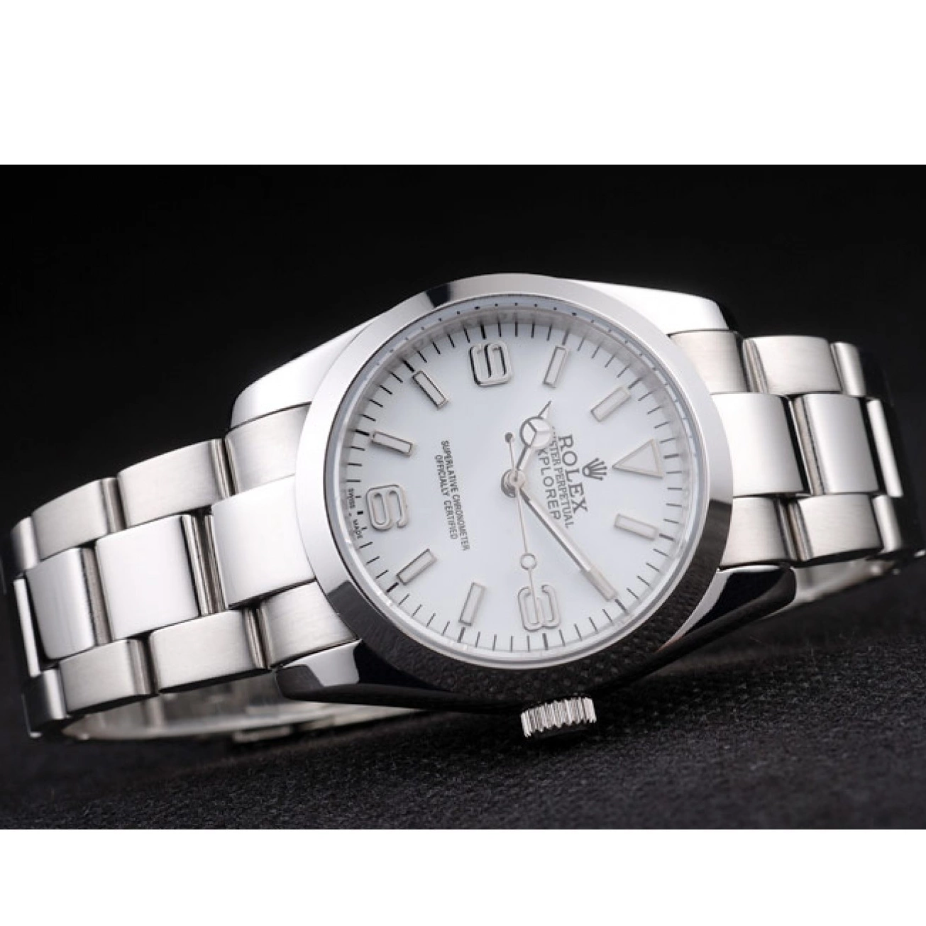 Rolex aaa copy Steel Polished Dial Explorer 98086 White Rolex Stainless 0209