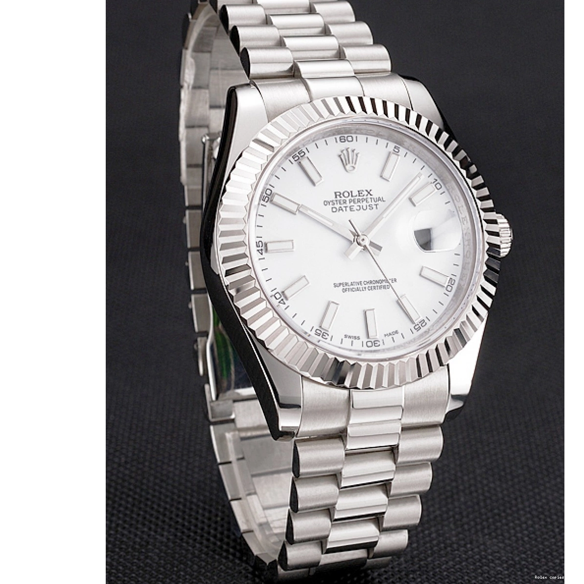 AAA replica watch Swiss Stainless White Rolex Case And Dial Bracelet Datejust Steel 0216