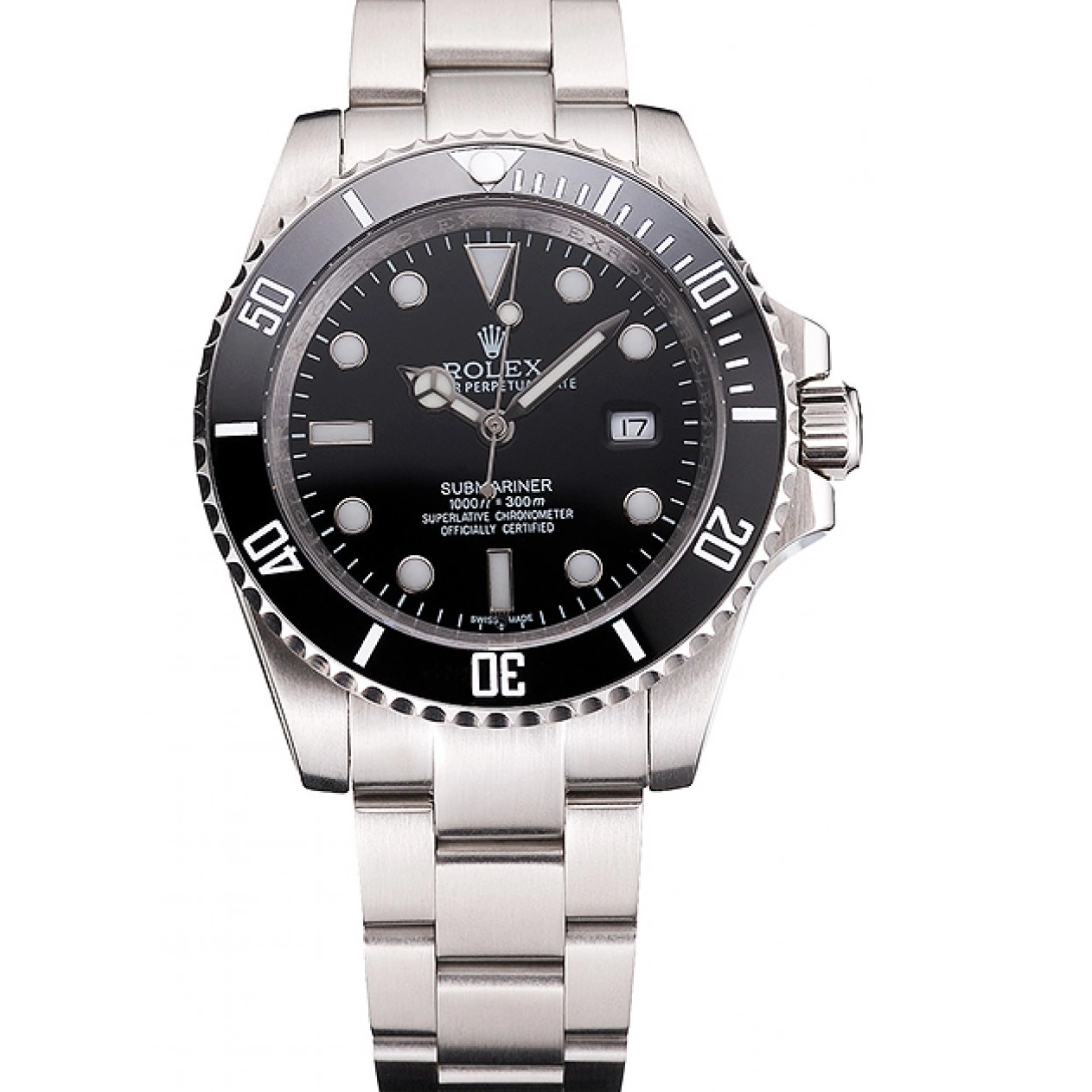 Good copy rolex watches Submariner Steel Rolex Stainless And Bracelet Dial Bezel Black Date Swiss Small And Case 0212