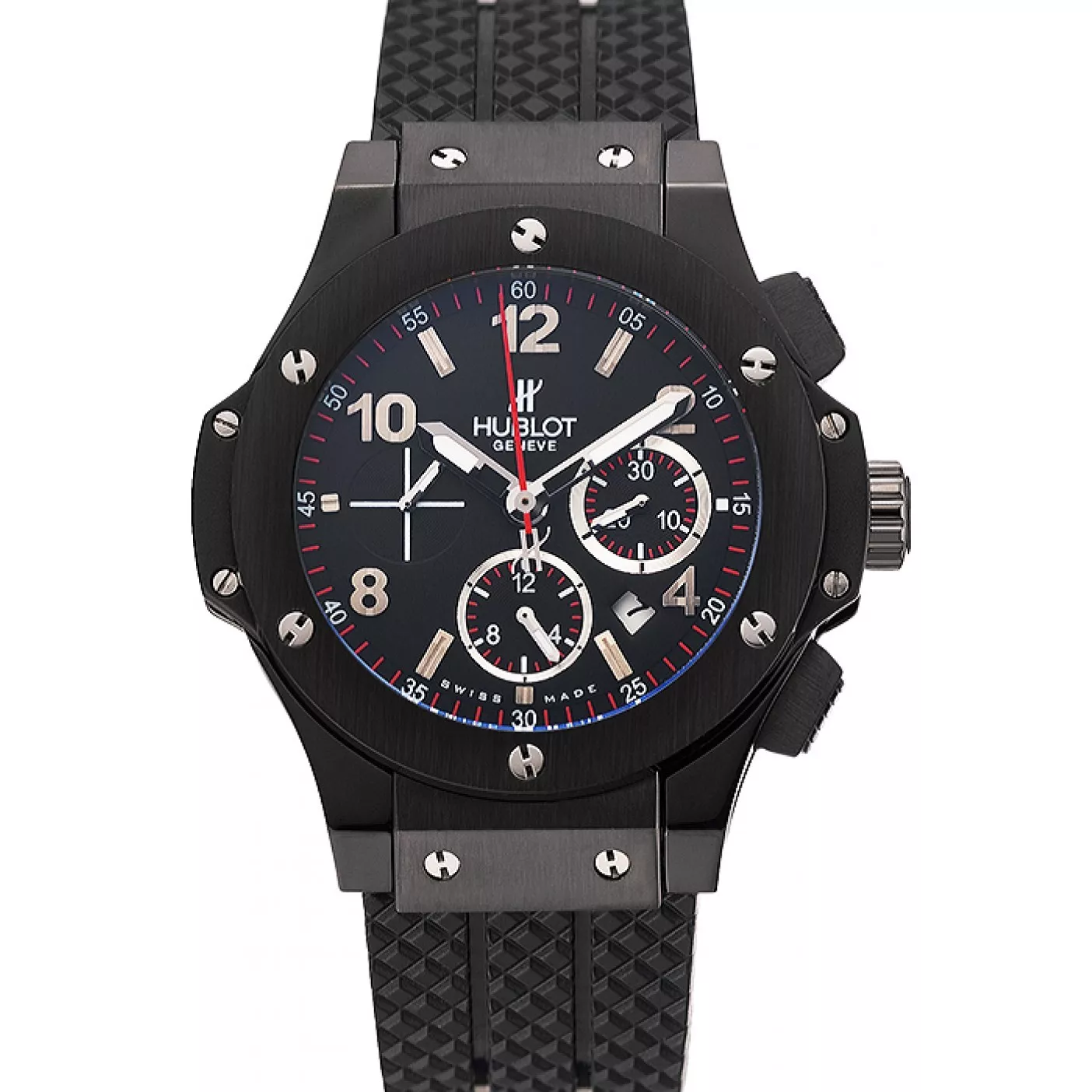 AAA replica watch Swiss Hublot Big Bang Black Dial Black Case Black Rubber Bracelet 1453901 0202