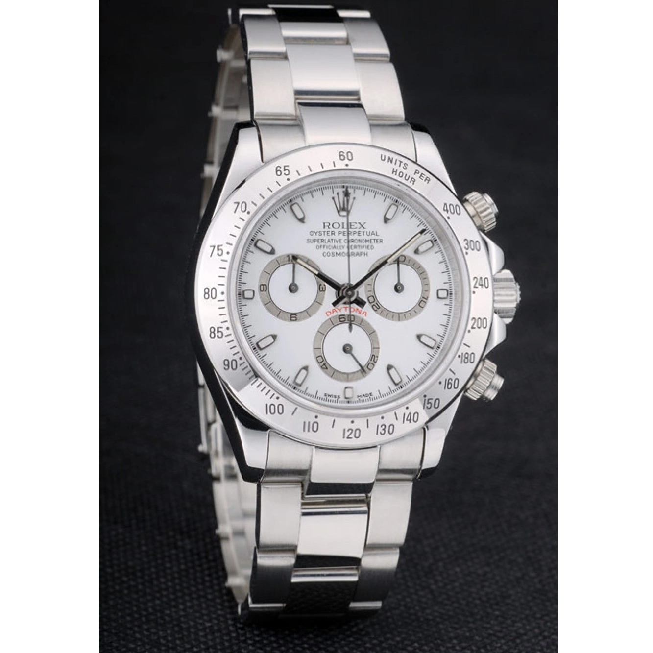 Good copy rolex watches 80297 Rolex Steel Dial Swiss White Stainless Bracelet Daytona 0210