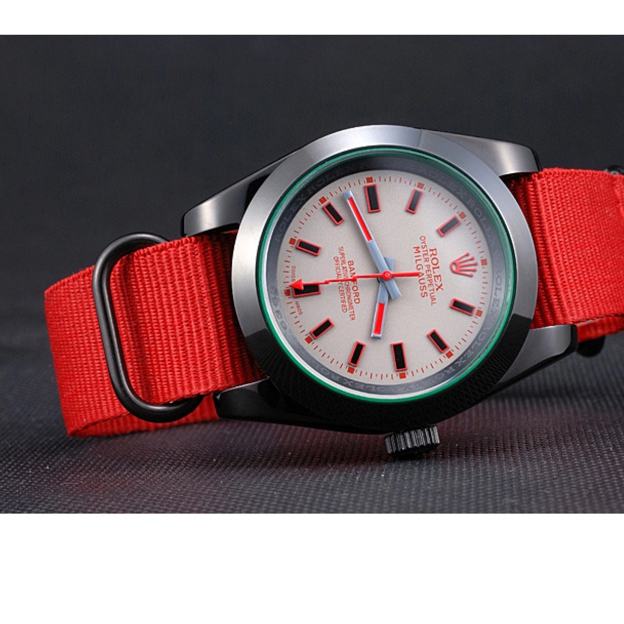 Rolex aaa copy Bamford 622002 Nylon Red Milgauss Rolex Strap 0220